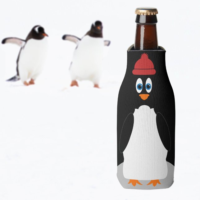 Rafraîchisseur Pour Bouteille Drôle Pingouin Personnalisé Noir Cute Cartoon Oise (🐧  Meet Bobble the Penguin. He'd love to come and live with you 🐧 )