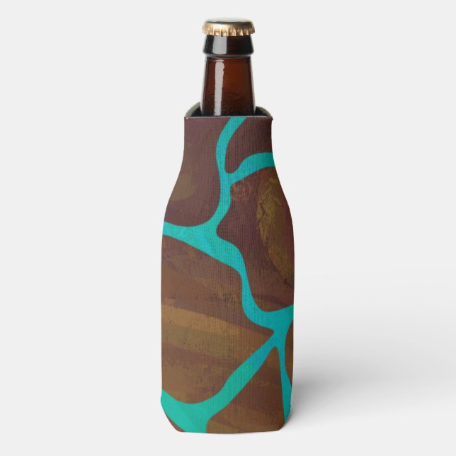 Rafraîchisseur Pour Bouteille Giraffe Impression Brown et Turquoise (Bottle Devant)