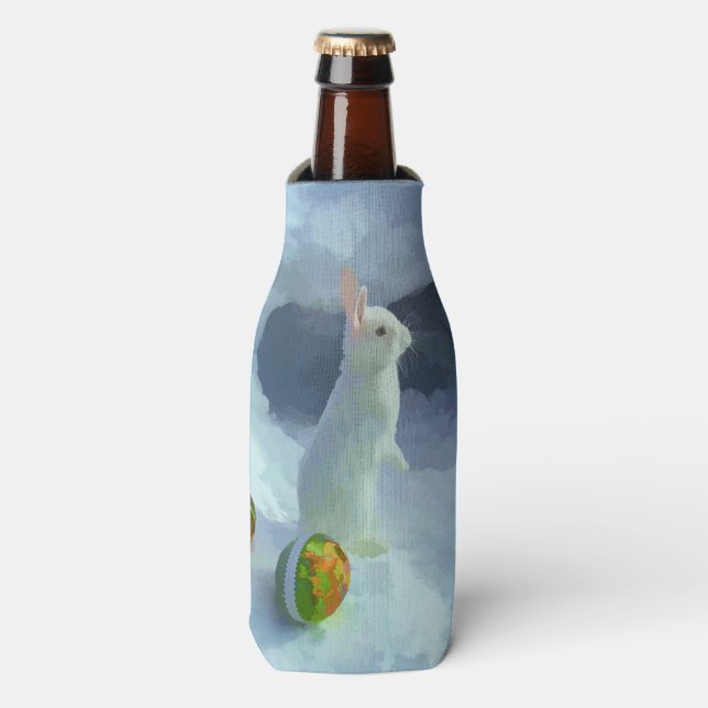 Rafraîchisseur Pour Bouteille Lapin de Pâques dans la neige (Bottle Devant)