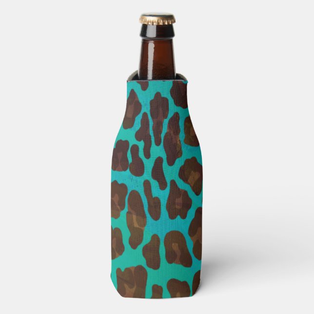 Rafraîchisseur Pour Bouteille Léopard Brown et Turquoise (Bottle Devant)