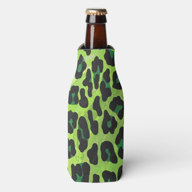 Rafraîchisseur Pour Bouteille Léopard noir et vert (Bottle Devant)