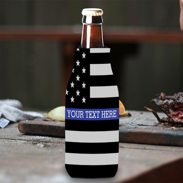 Rafraîchisseur Pour Bouteille Ligne Bleue Mince - Drapeau Américain Personnalisé (Créateur téléchargé)