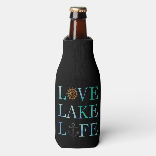 Rafraîchisseur Pour Bouteille Love Lake Life Aquarelle nautique Typographie (Bottle Devant)