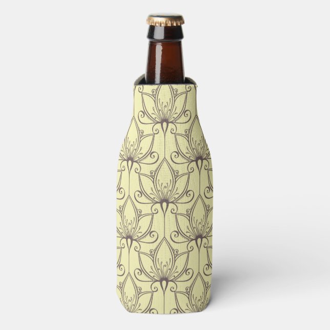 Rafraîchisseur Pour Bouteille Modèle floral de crème (Bottle Devant)