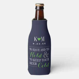 Rafraîchisseur Pour Bouteille Monogramme Mariage moderne marine et vert