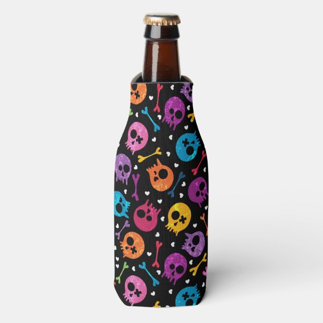 Rafraîchisseur Pour Bouteille Motif de crânes (Bottle Devant)