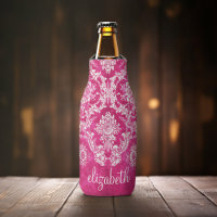 Motif de Damas de Grunge rose chaud Monogramme per