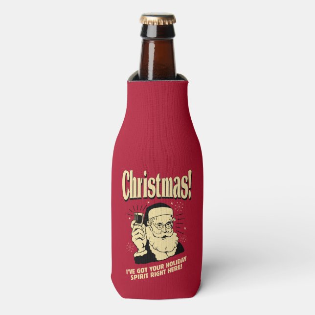 Rafraîchisseur Pour Bouteille Noël : J'ai ton esprit de vacances ici (Bottle Devant)