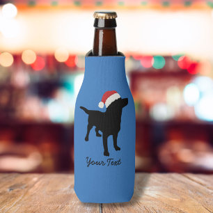 Rafraîchisseur Pour Bouteille Noir de Noël Chien du Laboratoire portant le Casqu