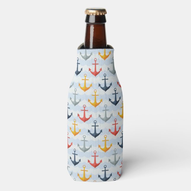 Rafraîchisseur Pour Bouteille Patters nauticaux avec Anchors (Bottle Devant)