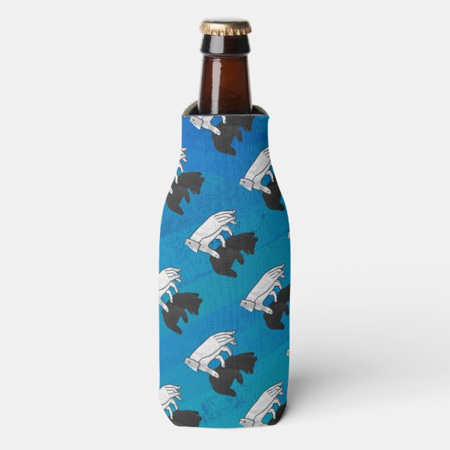 Rafraîchisseur Pour Bouteille Petit ours d'ours sur bleu (Bottle Devant)