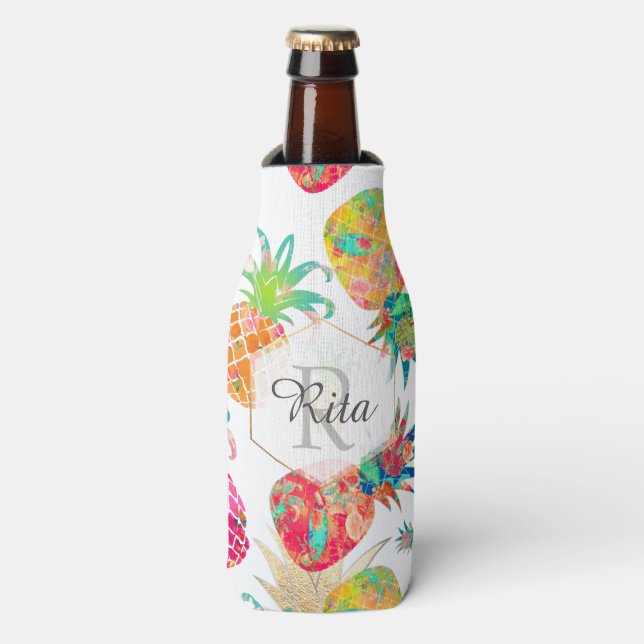 Rafraîchisseur Pour Bouteille PixDezines Aloha Pineapples Motif/do-it-yourself a (Bottle Devant)