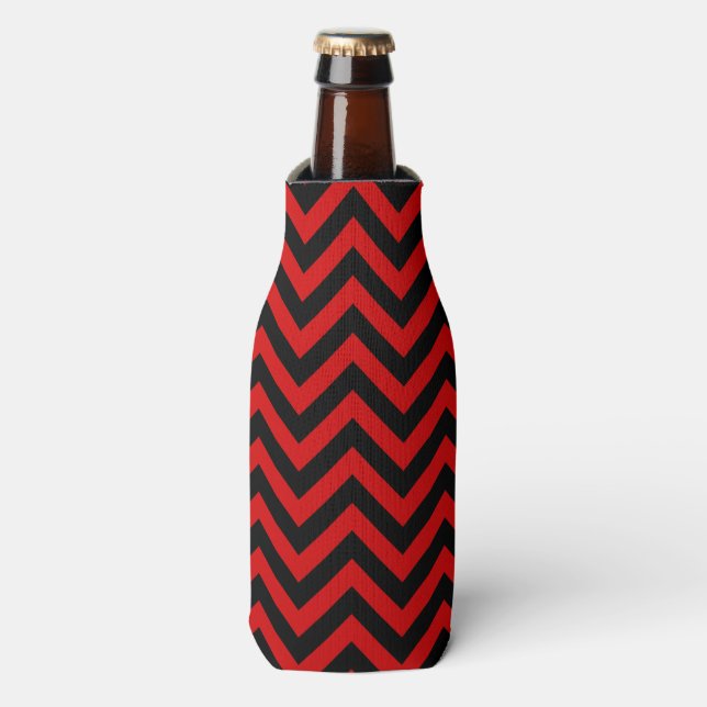 Rafraîchisseur Pour Bouteille Red, Black Large Chevron Zig Zag (Bottle Devant)