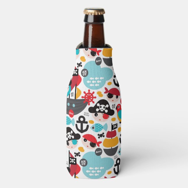 Rafraîchisseur Pour Bouteille Rétro pirate illustration sailing (Bottle Devant)