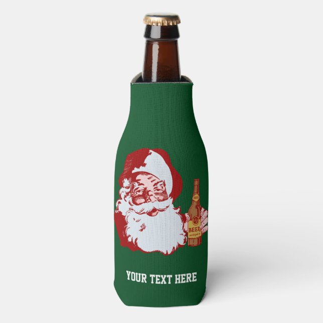 Rafraîchisseur Pour Bouteille Retro Santa Claus avec Bière Noël drôle Personnali (Bottle Devant)