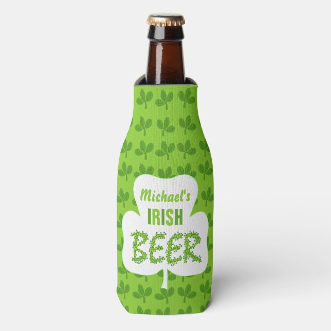 Rafraîchisseur Pour Bouteille Shamrock vert personnalisé de la St patrick de la  (Bottle Devant)