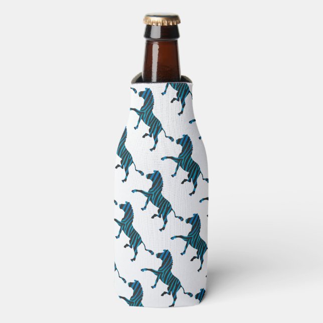 Rafraîchisseur Pour Bouteille Silhouette noir et bleu Zebra (Bottle Devant)