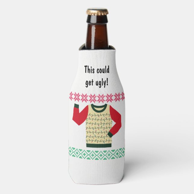 Rafraîchisseur Pour Bouteille Soirée de Noël affreuse Personnalisée (Bottle Devant)