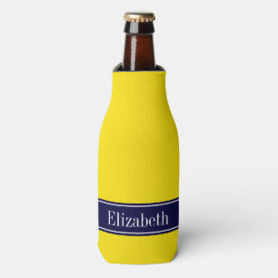 Rafraîchisseur Pour Bouteille Solid Yellow, Navy Blue Ribbon Monogram