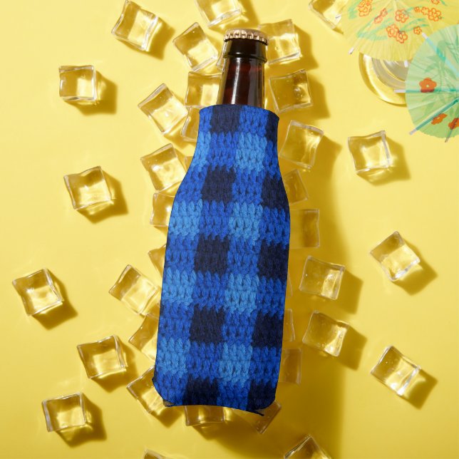 Rafraîchisseur Pour Bouteille Tons de crochet bleu En vichy plaid (Été in situ)