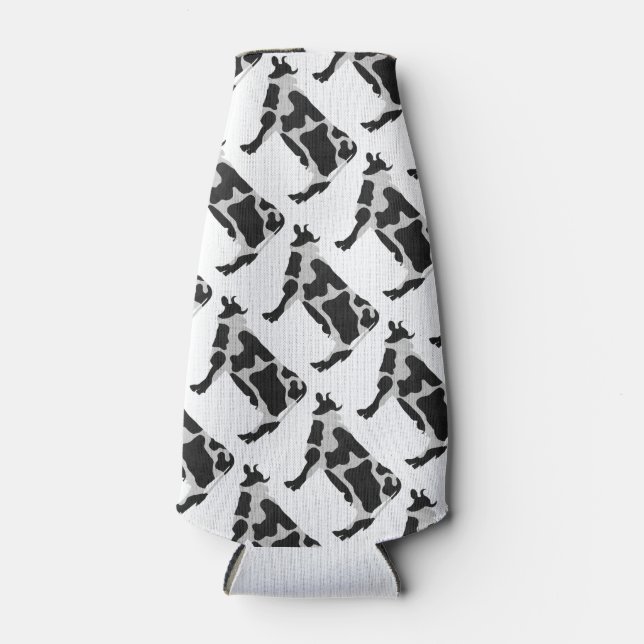 Rafraîchisseur Pour Bouteille Vache Noir et Blanc Silhouette (Devant)