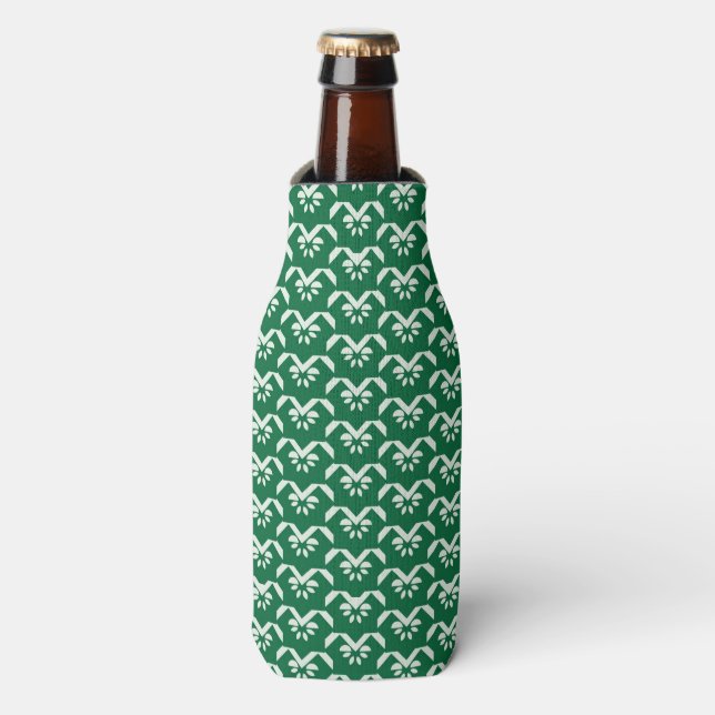 Rafraîchisseur Pour Bouteille Zigzag fleuri vert (Bottle Devant)