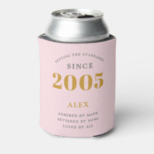 Rafraîchisseur Pour Canette 20e anniversaire Nom 2005 rose Grey Elegant Chic