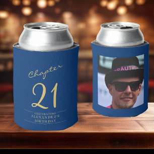 Rafraîchisseur Pour Canette 21e anniversaire Modèle photo d'or bleu
