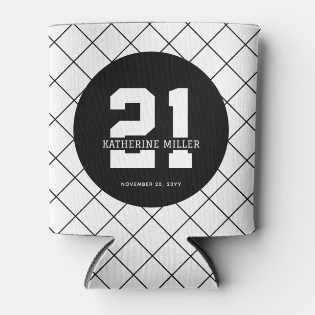 Rafraîchisseur Pour Canette 21e anniversaire personnalisé Moderne et élégant (Devant)