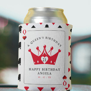 Rafraîchisseur Pour Canette 21e anniversaire Queen of Hearts Casino Poker Card