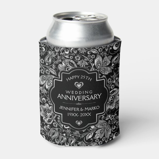 Rafraîchisseur Pour Canette 25e anniversaire du Mariage et Damas florales d'ar (Can devant)