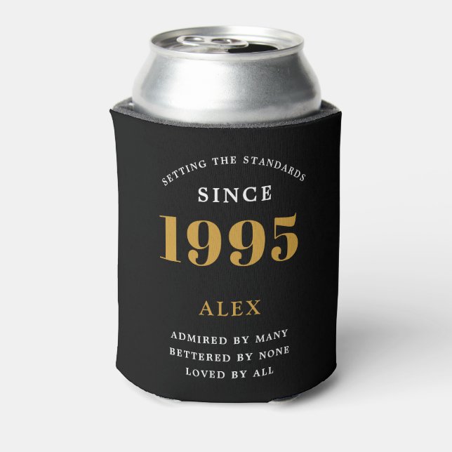 Rafraîchisseur Pour Canette 30e anniversaire Nom 1995 Black Gold Elegant Chic (Can Dos)