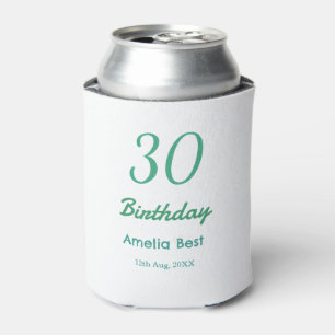 Rafraîchisseur Pour Canette 30E ANNIVERSAIRE NOM DATE GRAS RÉTRO turquoise sim