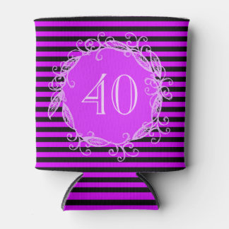 Rafraîchisseur Pour Canette 40e anniversaire femme violet noir Tourbillonnant