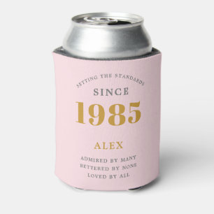 Rafraîchisseur Pour Canette 40e anniversaire Nom 1985 rose Grey Elegant Chic