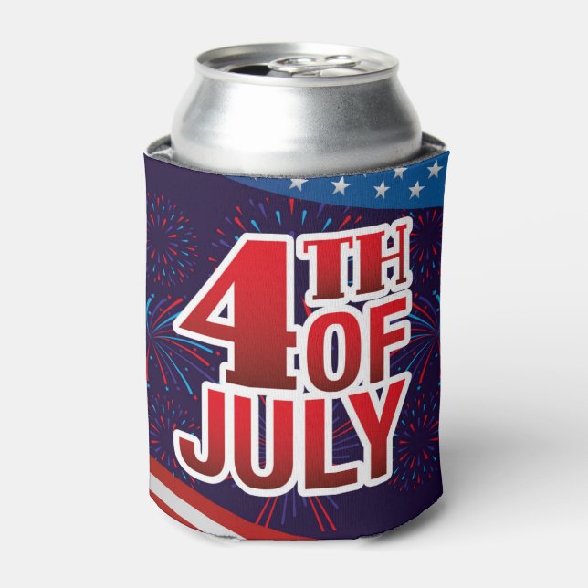 Rafraîchisseur Pour Canette 4 juillet feux d'artifice rouge blanc bleu (Can devant)