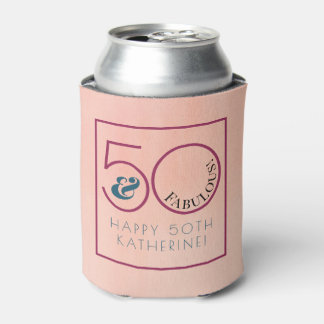 Rafraîchisseur Pour Canette 50 et fabuleuse Typographie rose fête d'anniversai
