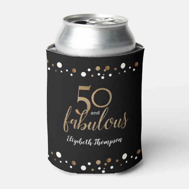 Rafraîchisseur Pour Canette 50 et fabuleux nom de confetti noir or (Can devant)