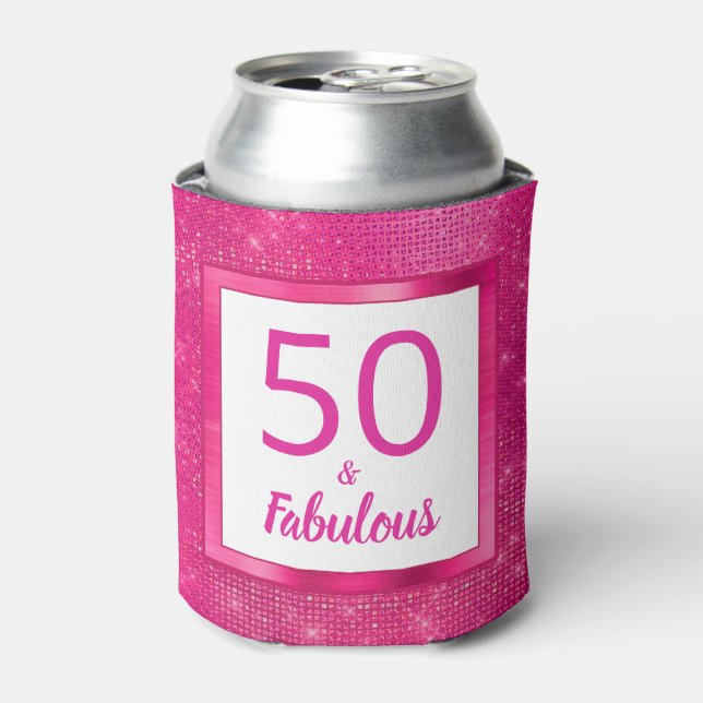 Rafraîchisseur Pour Canette 50 et Fabulous Hot Pink Glam 50e fête d'anniversai (Can devant)