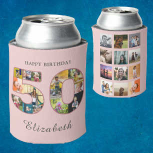 Rafraîchisseur Pour Canette 50e anniversaire de fête Photo Collage Dusty Blush