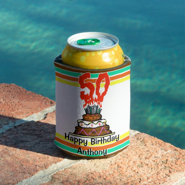 Rafraîchisseur Pour Canette 50e anniversaire gâteau jalon Personnalisé (Piscine in situ)