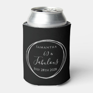Rafraîchisseur Pour Canette 60e anniversaire Black Silver Soirée personnalisée