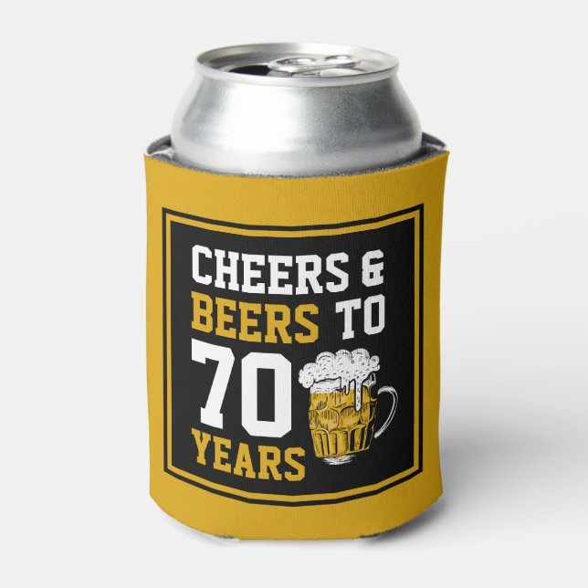 Rafraîchisseur Pour Canette 70e anniversaire Cheers & Bières à 70 ans drôle (Can devant)