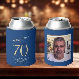 Rafraîchisseur Pour Canette 70e anniversaire Modèle photo d'or bleu