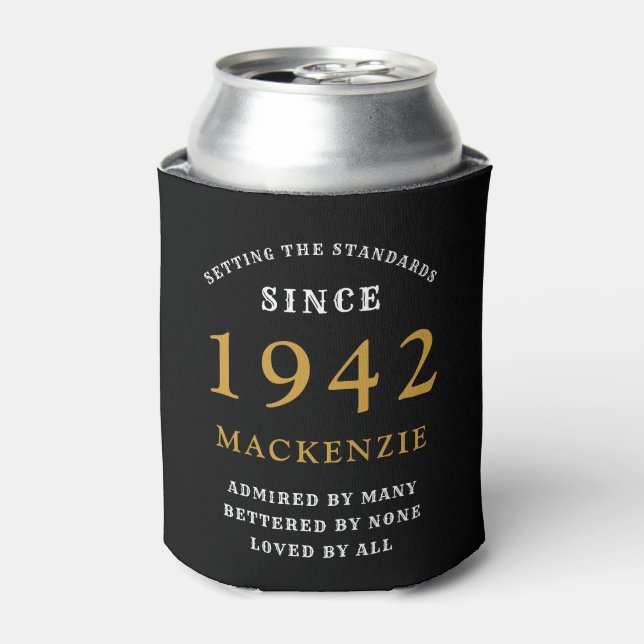 Rafraîchisseur Pour Canette 80e anniversaire personnalisé 1942 Black Gold (Can devant)
