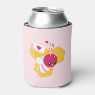 Rafraîchisseur Pour Canette Abeille mignonne aux Coeurs de Saint-Valentin rose