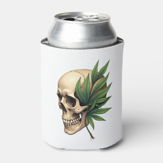 Rafraîchisseur Pour Canette Aesthetic Goth Grunge Skull Tropical Monstera Leaf (Can devant)