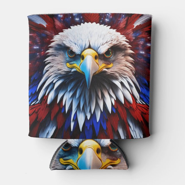 Rafraîchisseur Pour Canette Aigles fractales patriotiques Tee (Devant)