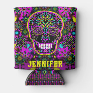 Rafraîchisseur Pour Canette Ajouter le nom Neon Sugar Skull Artework