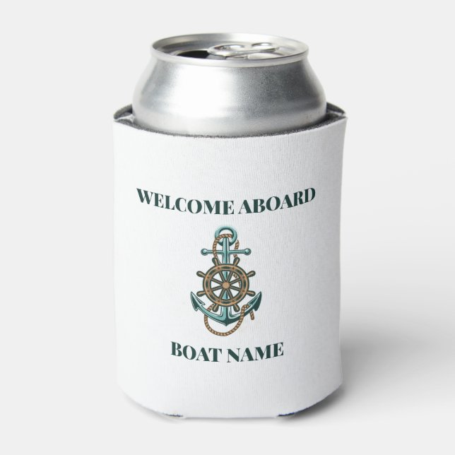 Rafraîchisseur Pour Canette Ajouter Nom de bateau Ancre nautique (Can devant)